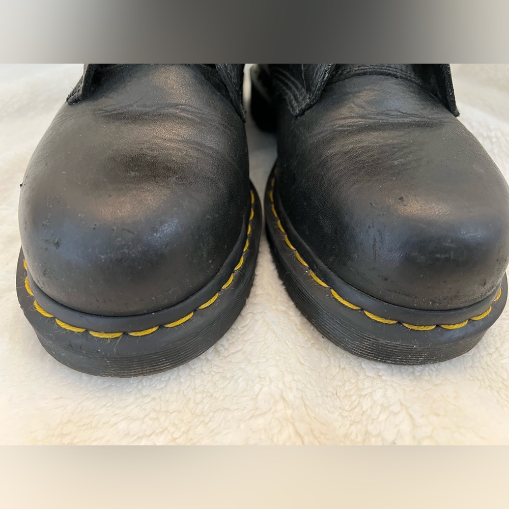 Dr. Martens Industrial Steel Toe Boots - Black Leather - Men 7 / Women 8 - Picture 4 of 15